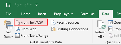 Import data from text or csv