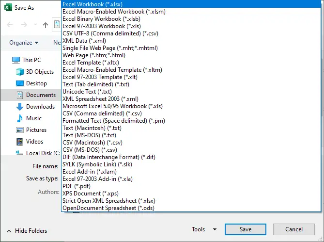 Excel File Formats, Types and Extensions