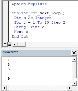 For…Next Loop with Step Value