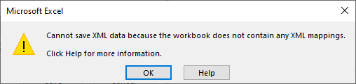 Workbook does not contain any XML mappings