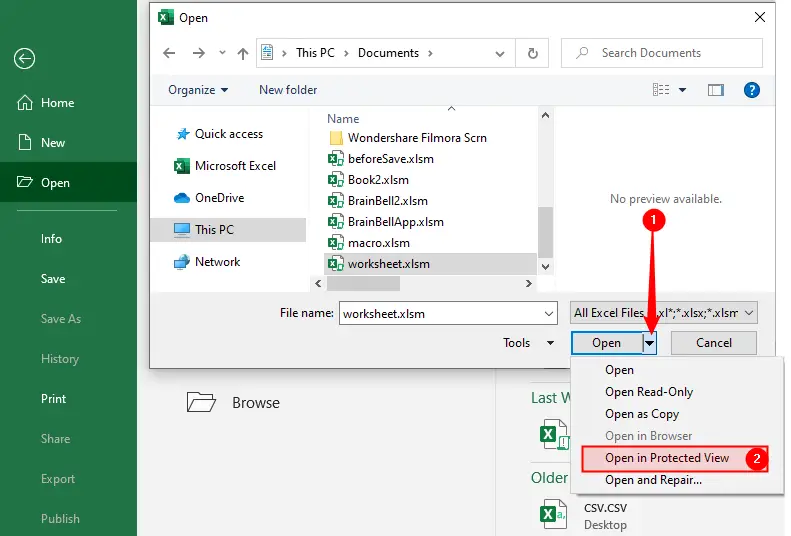 Protected View Events In Excel