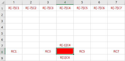 Relative Row and Absolute Column