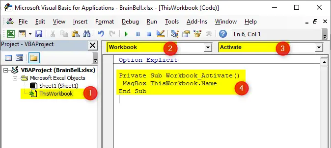 Workbook_Activate Event Procedure
