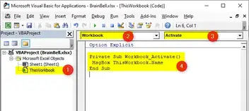 Vba Workbook Activate And Deactivate Events In Excel 2019