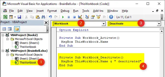 Workbook_Deactivate Event Procedure