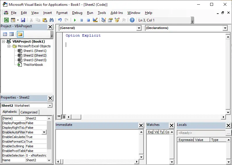 Worksheet code window