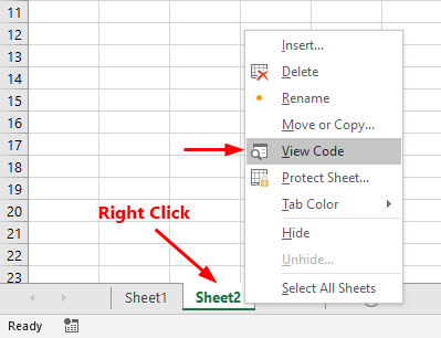 Worksheet View Code Context Menu