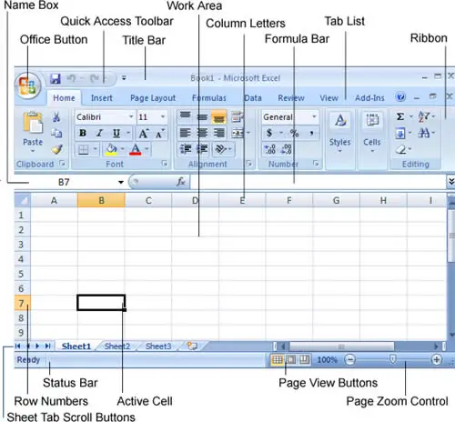 Microsoft Excel 2007
Basic Worksheet