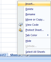 Inserting new sheet using right mouse click