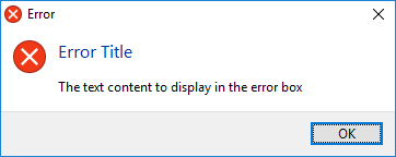 Error dialog box