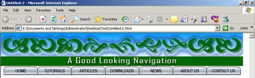 Final image of Navigation bar in Browser