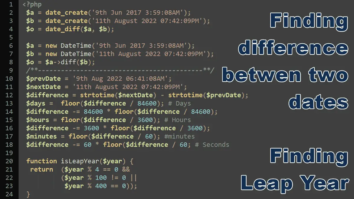 php datetime days between two dates